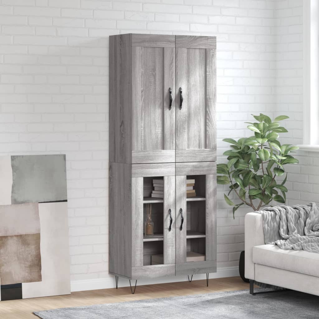 Highboard Grey Sonoma 69.5x34x180 cm Engineered Wood