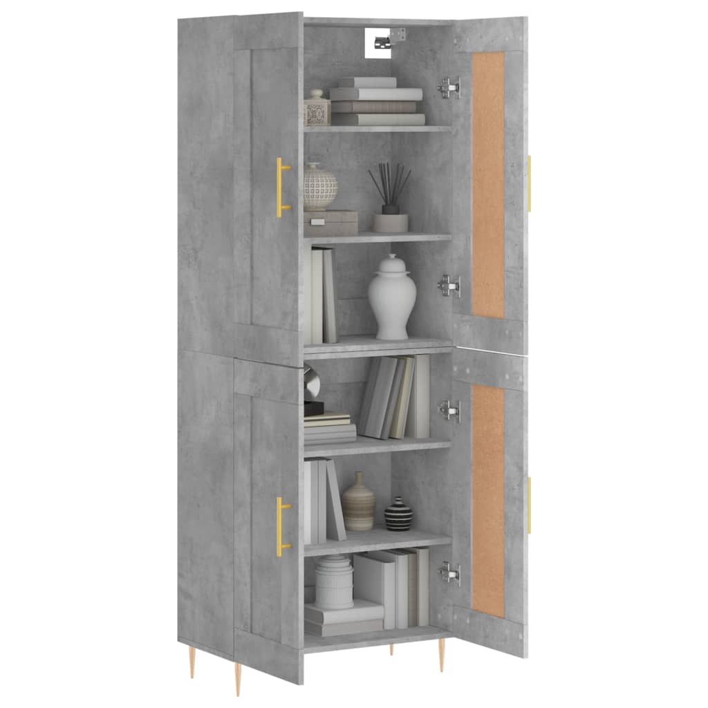 Highboard Concrete Grey 69.5x34x180 cm Engineered Wood
