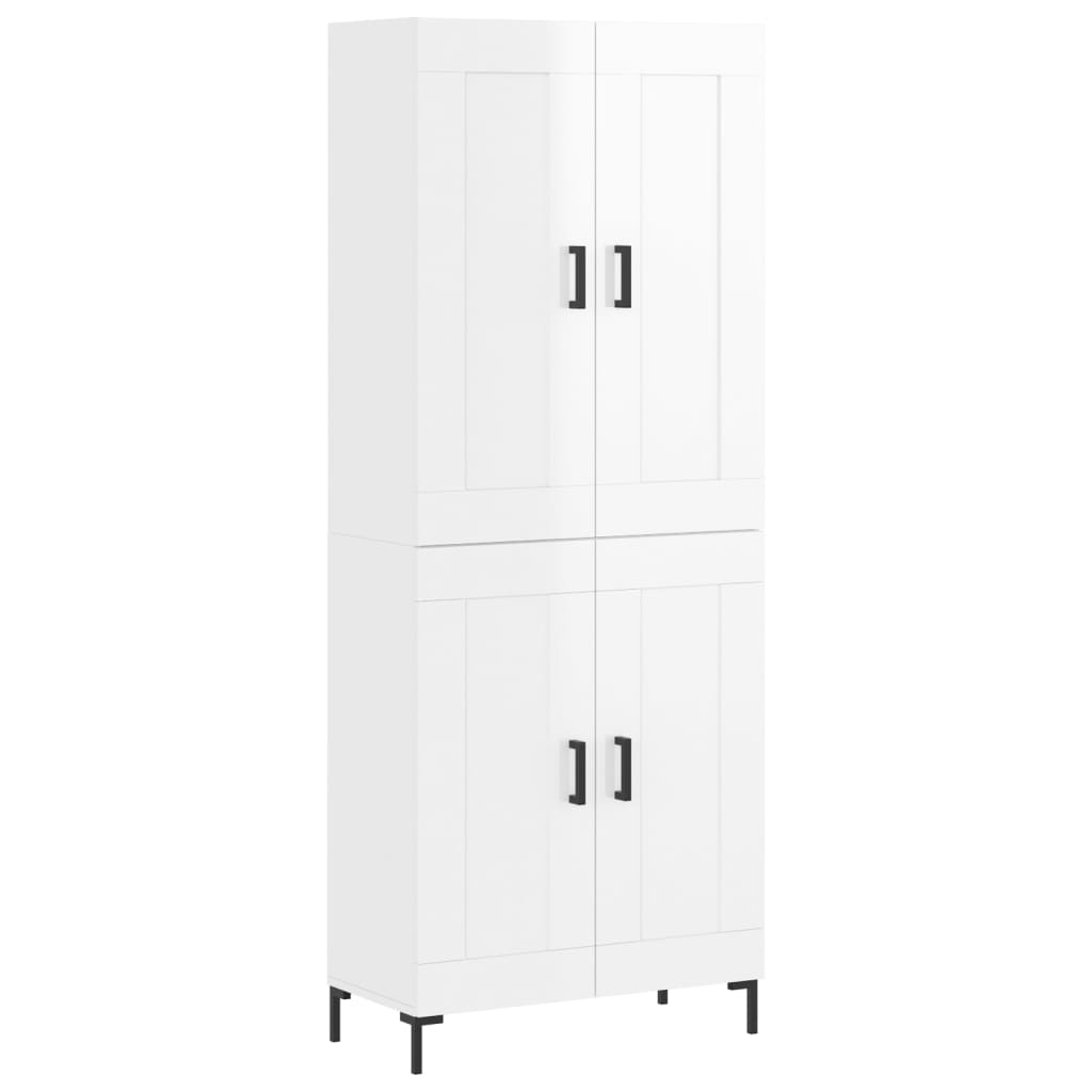 vidaXL Highboard High Gloss White 69.5x34x180 cm Engineered Wood