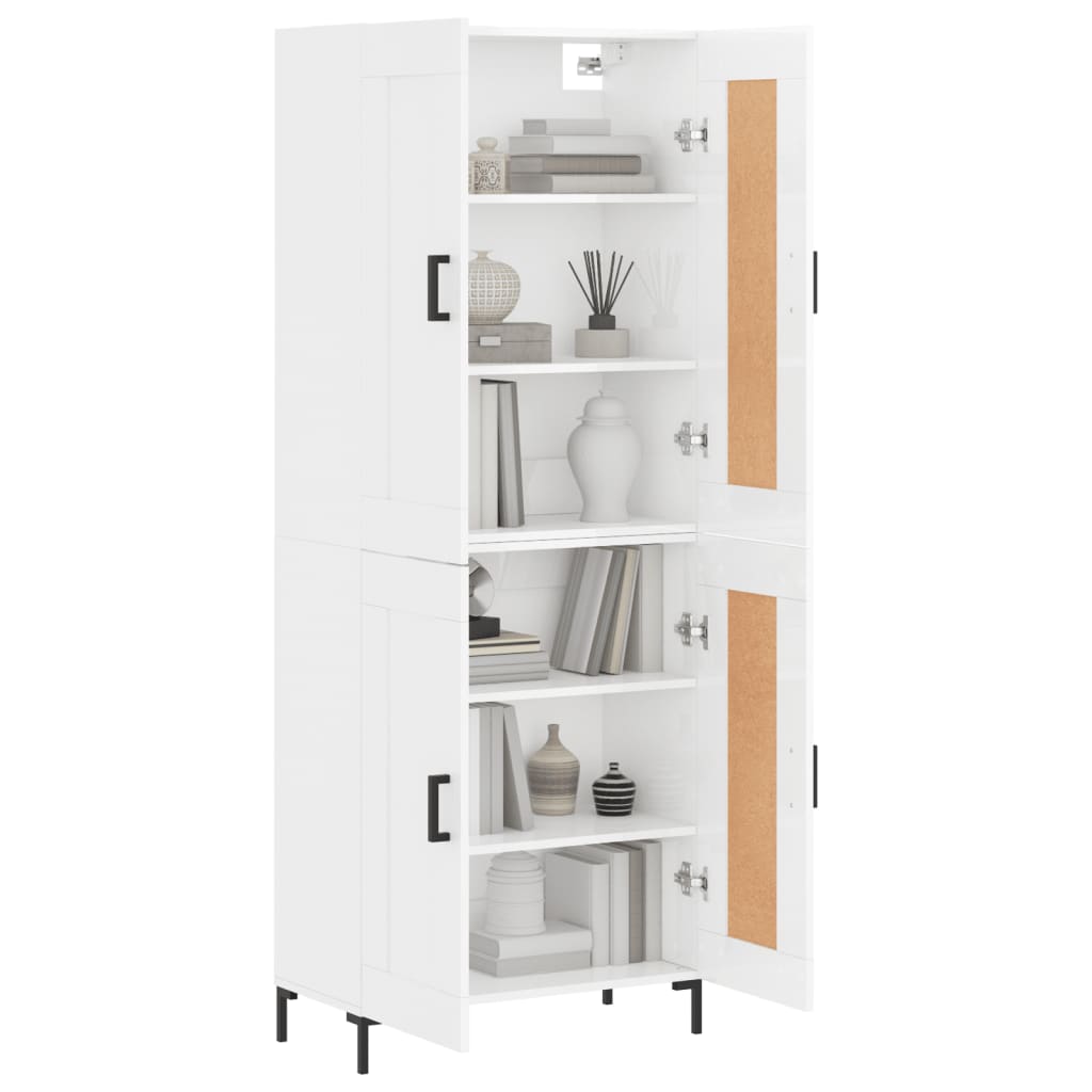 vidaXL Highboard High Gloss White 69.5x34x180 cm Engineered Wood