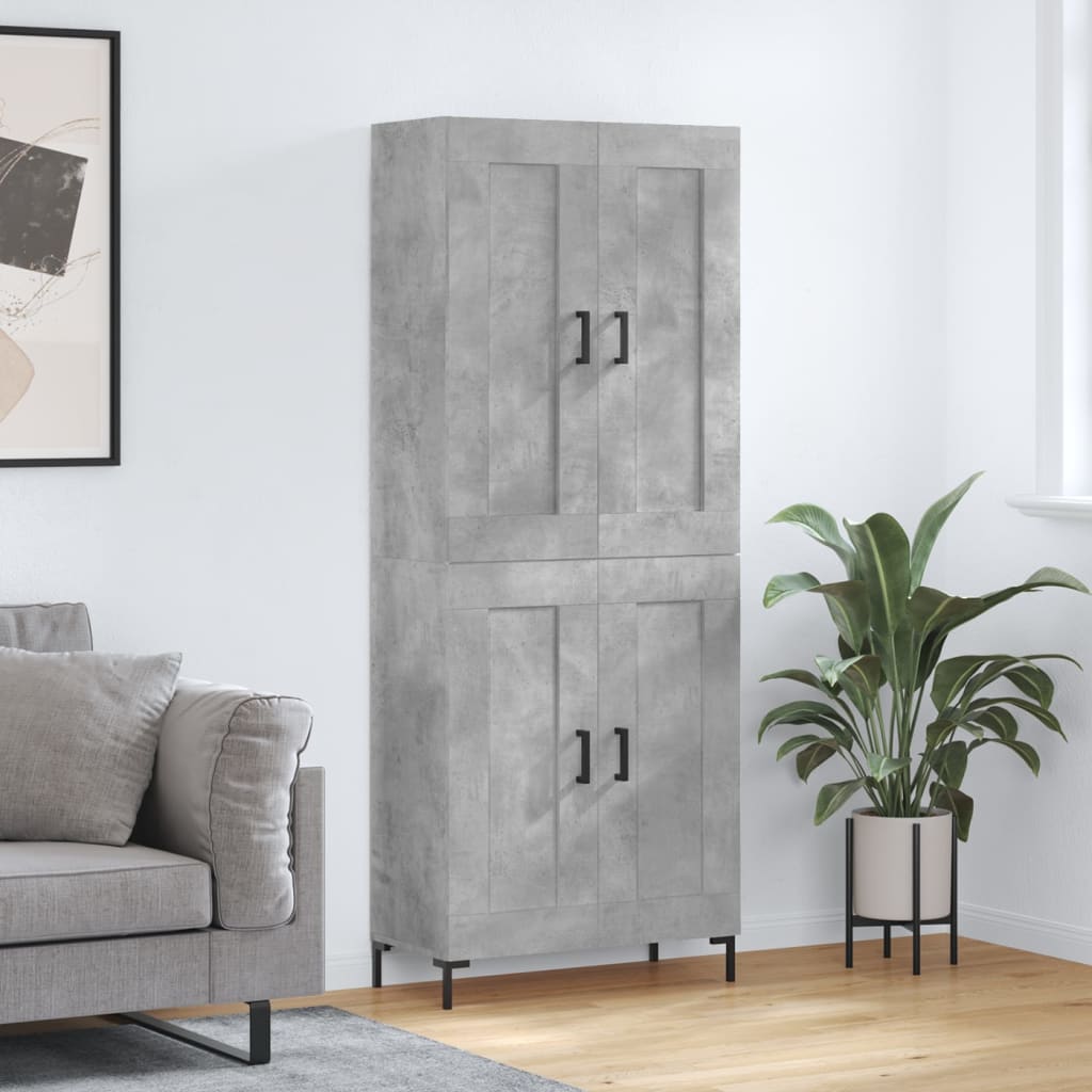 Highboard Concrete Grey 69.5x34x180 cm Engineered Wood