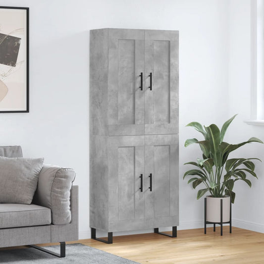 vidaXL Highboard Concrete Grey 69.5x34x180 cm Engineered Wood