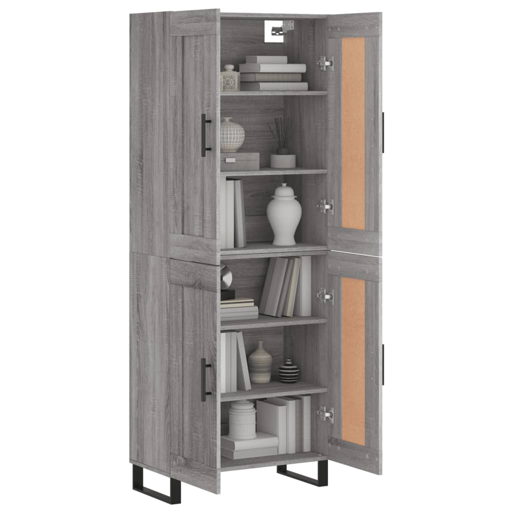 vidaXL Highboard Grey Sonoma 69.5x34x180 cm Engineered Wood