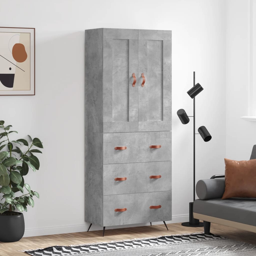 Highboard Concrete Grey 69,5x34x180 cm Engineered Wood