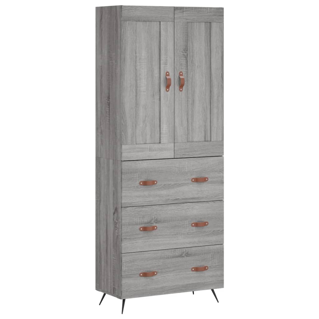 vidaXL Highboard Grey Sonoma 69.5x34x180 cm Engineered Wood