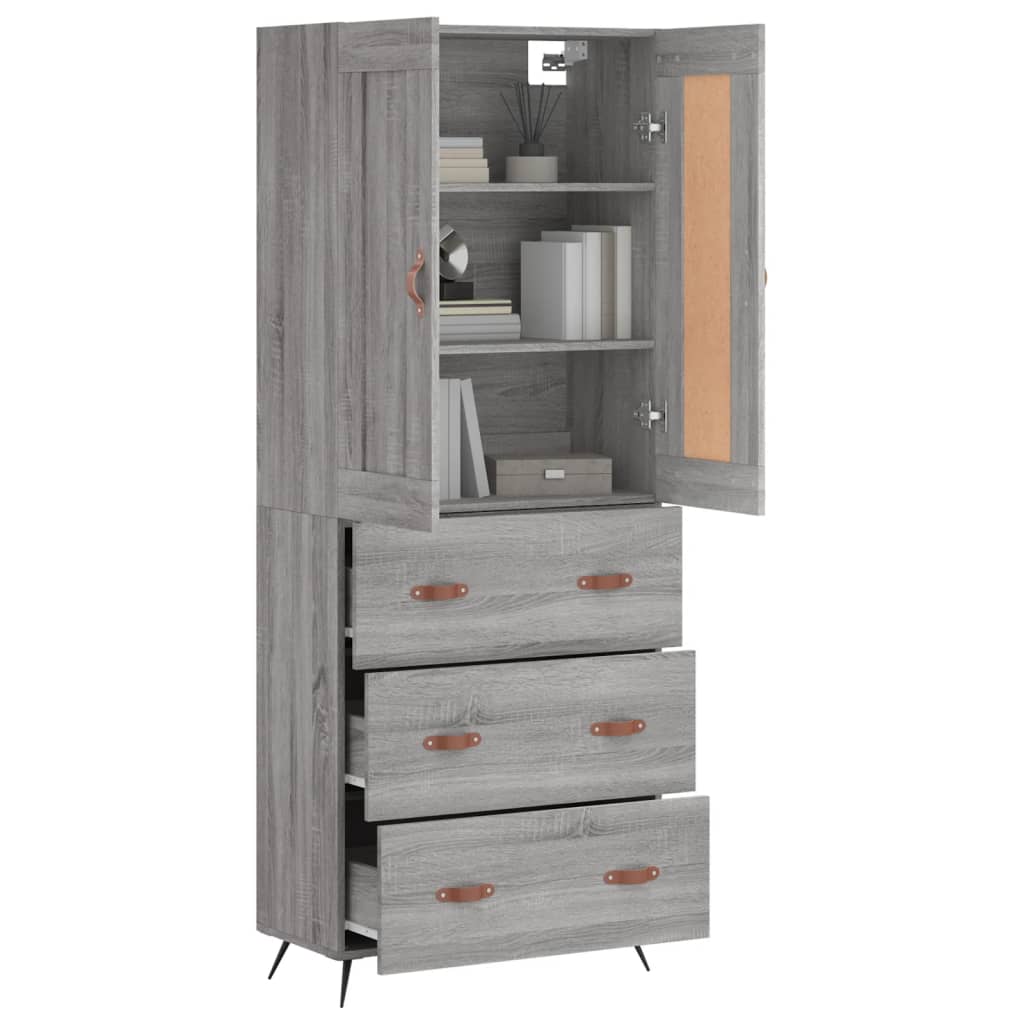 vidaXL Highboard Grey Sonoma 69.5x34x180 cm Engineered Wood