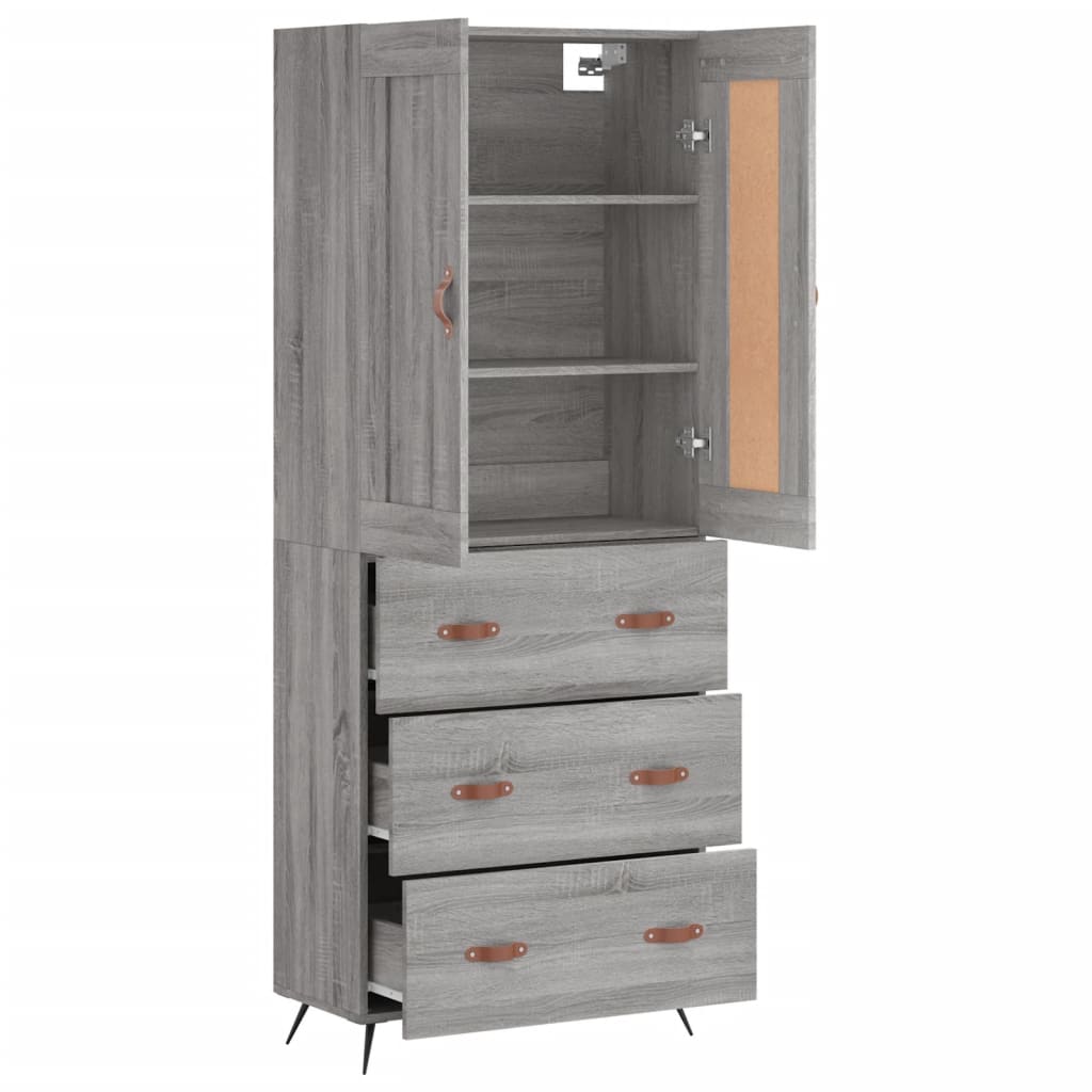 vidaXL Highboard Grey Sonoma 69.5x34x180 cm Engineered Wood