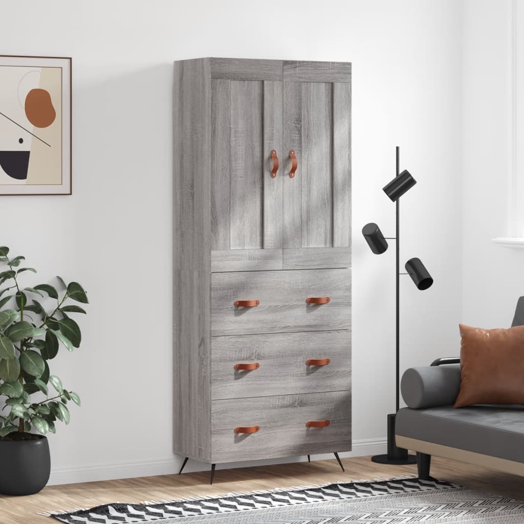 vidaXL Highboard Grey Sonoma 69.5x34x180 cm Engineered Wood