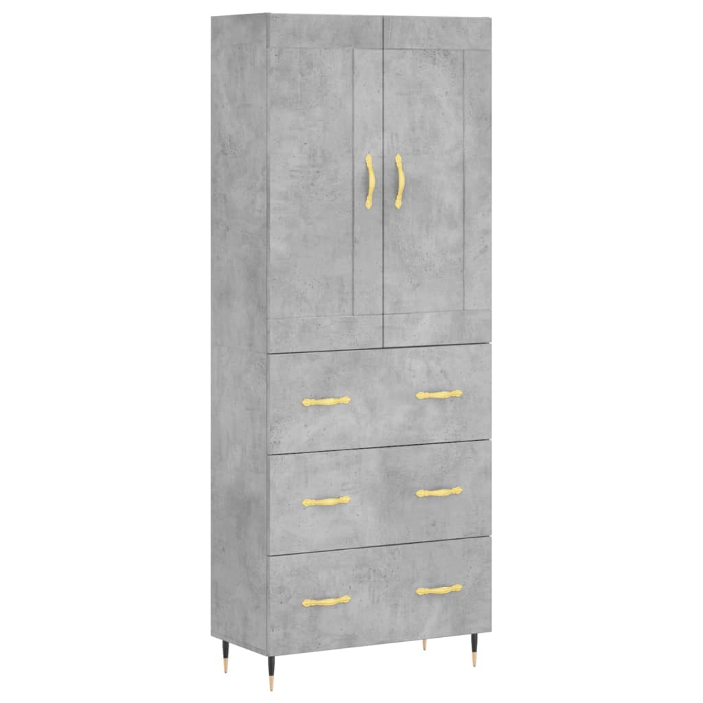 vidaXL Highboard Concrete Grey 69.5x34x180 cm Engineered Wood