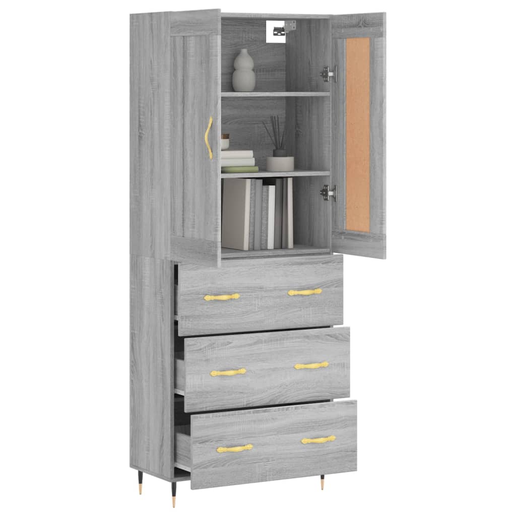Highboard Grey Sonoma 69,5x34x180 cm Engineered Wood