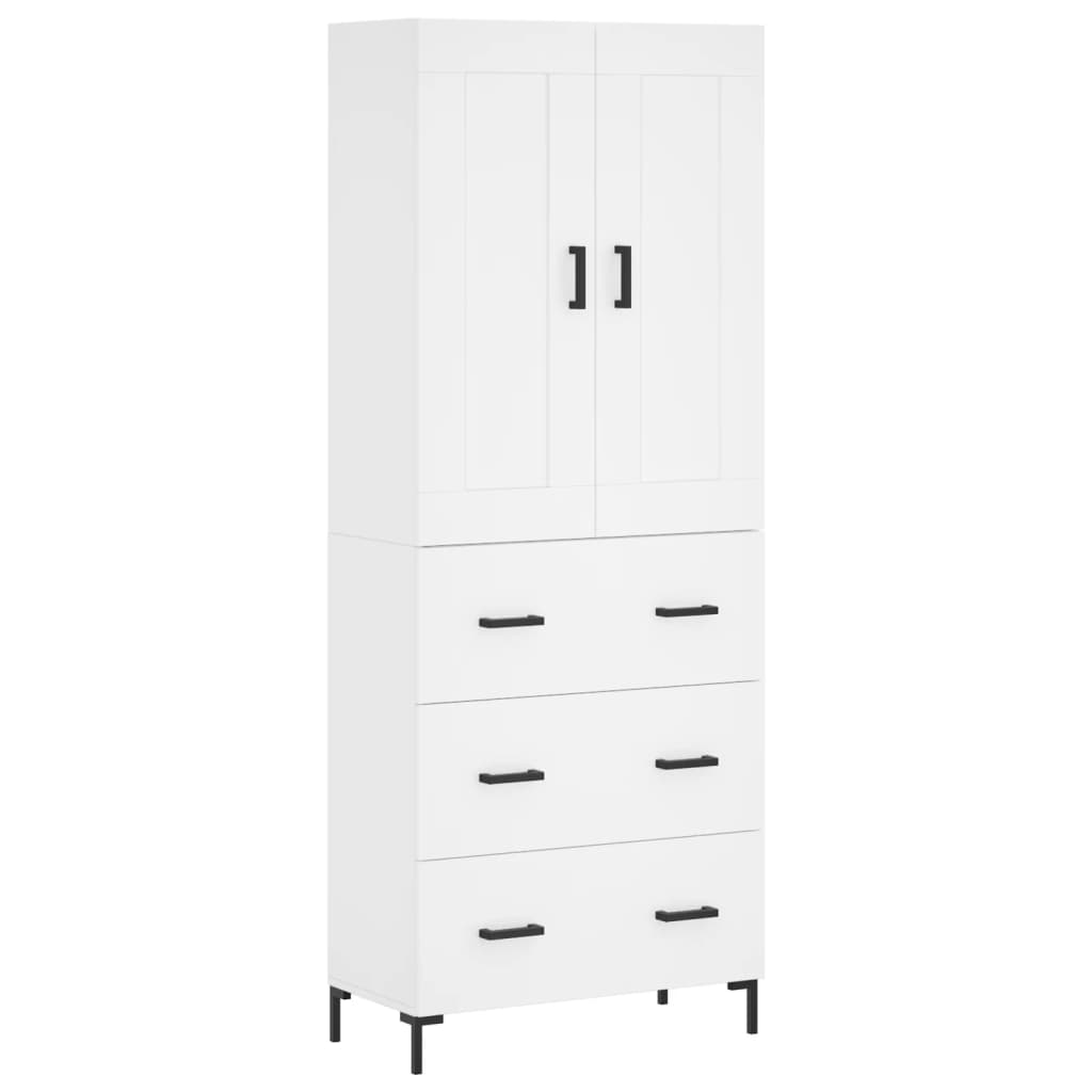 Highboard White 69,5x34x180 cm Engineered Wood