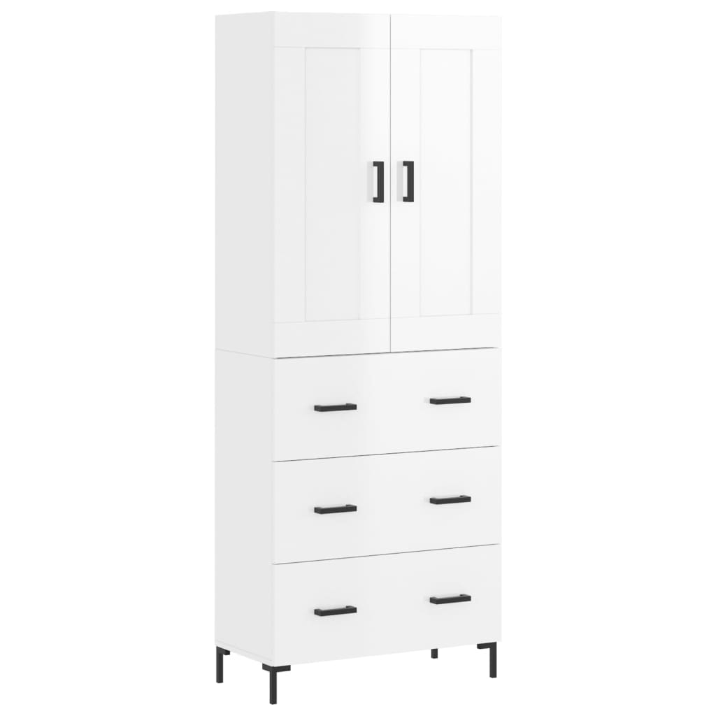 vidaXL Highboard High Gloss White 69.5x34x180 cm Engineered Wood