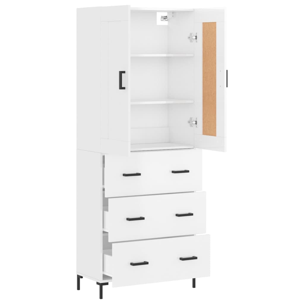 vidaXL Highboard High Gloss White 69.5x34x180 cm Engineered Wood