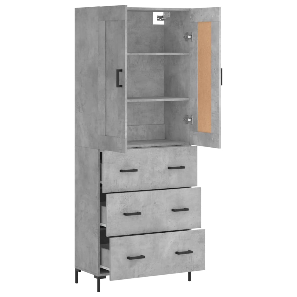 Highboard Concrete Grey 69,5x34x180 cm Engineered Wood