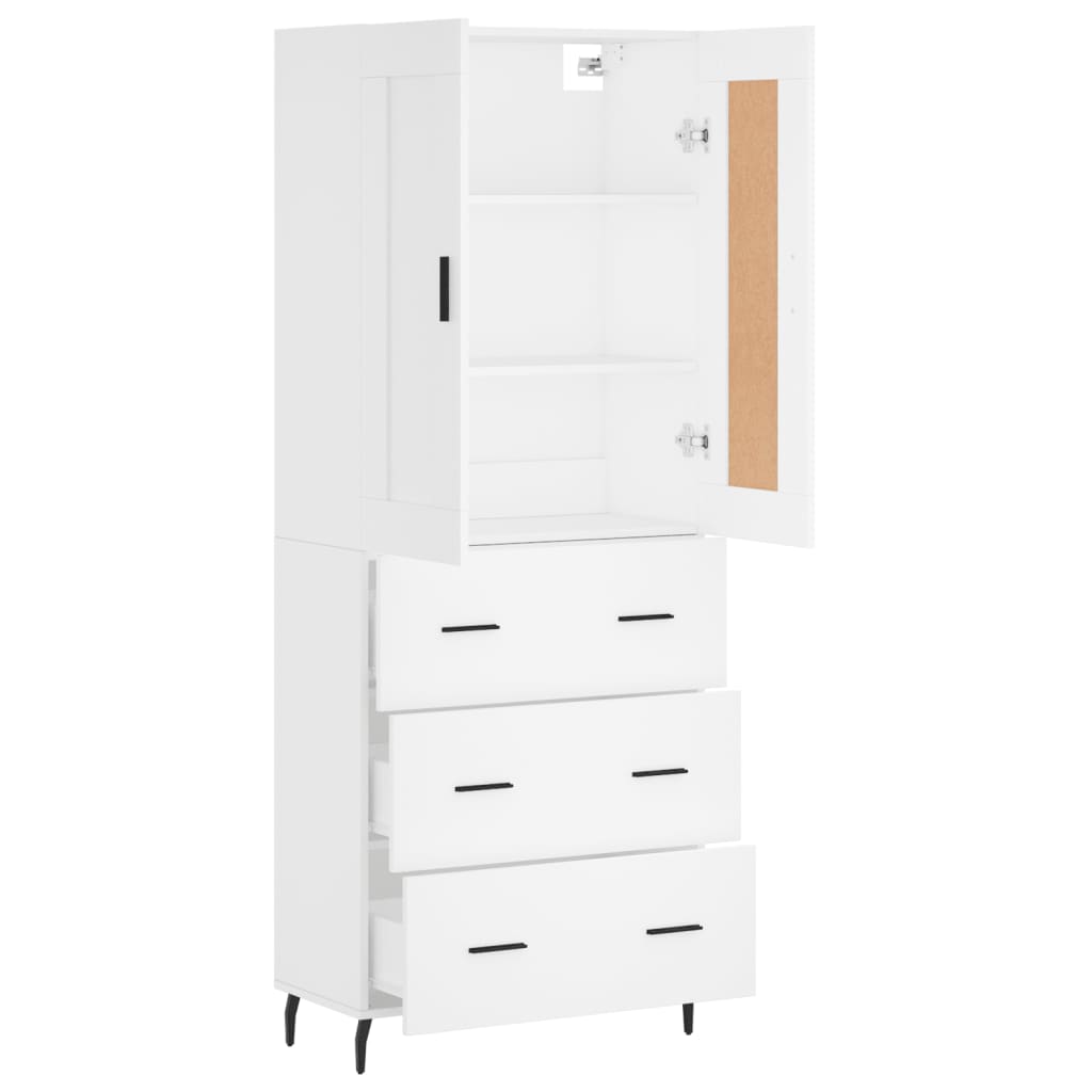 Highboard White 69,5x34x180 cm Engineered Wood