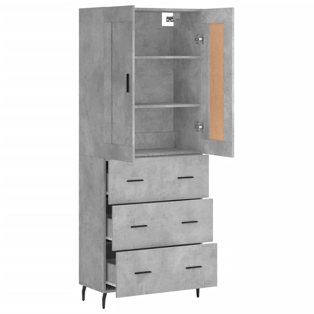 vidaXL Highboard Concrete Grey 69.5x34x180 cm Engineered Wood