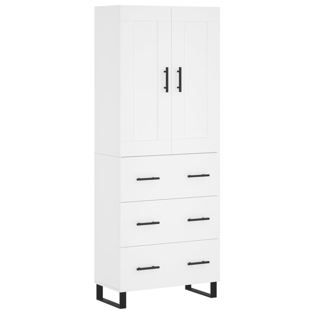 Highboard White 69,5x34x180 cm Engineered Wood