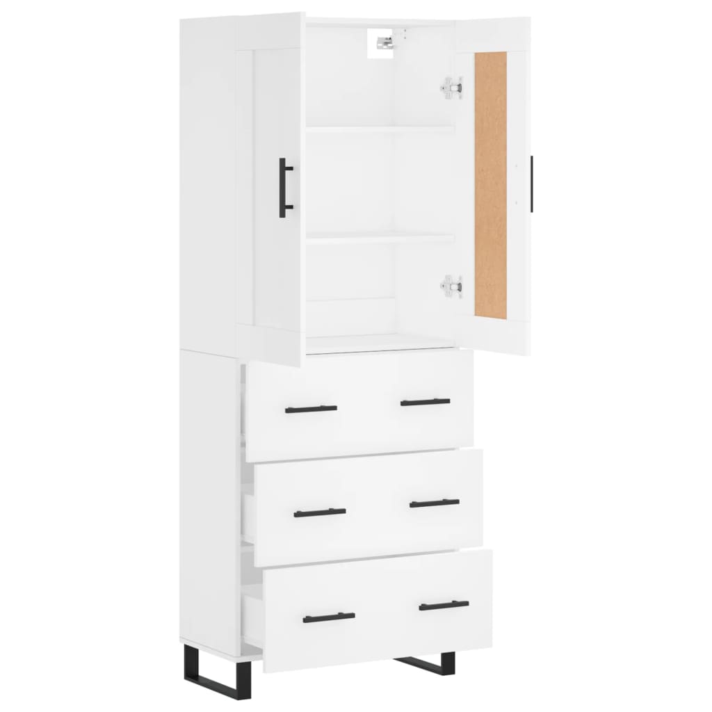 Highboard White 69,5x34x180 cm Engineered Wood