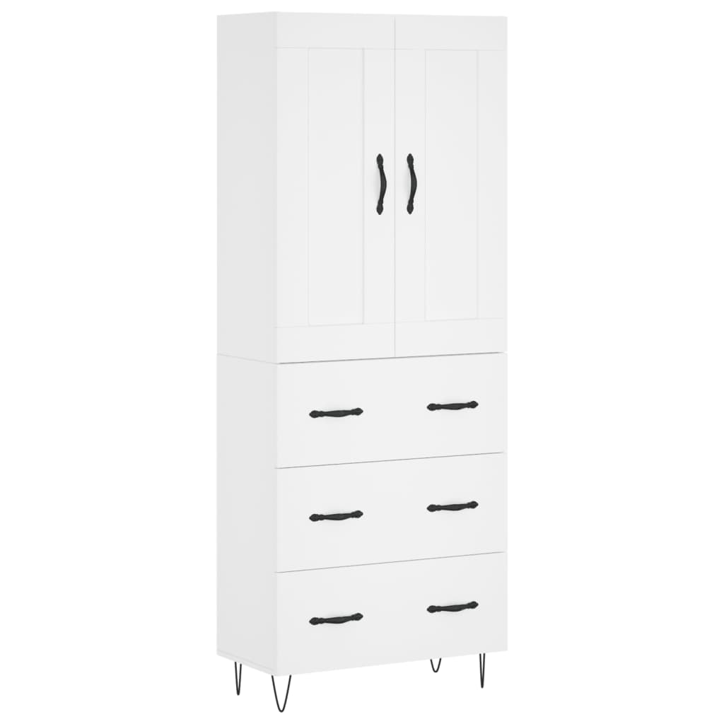 Highboard White 69,5x34x180 cm Engineered Wood
