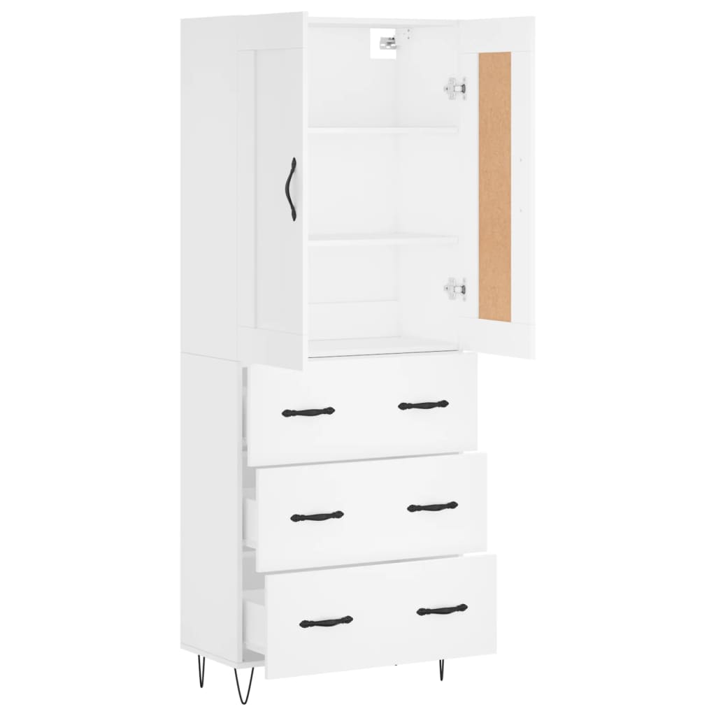 Highboard White 69.5x34x180 cm Engineered Wood