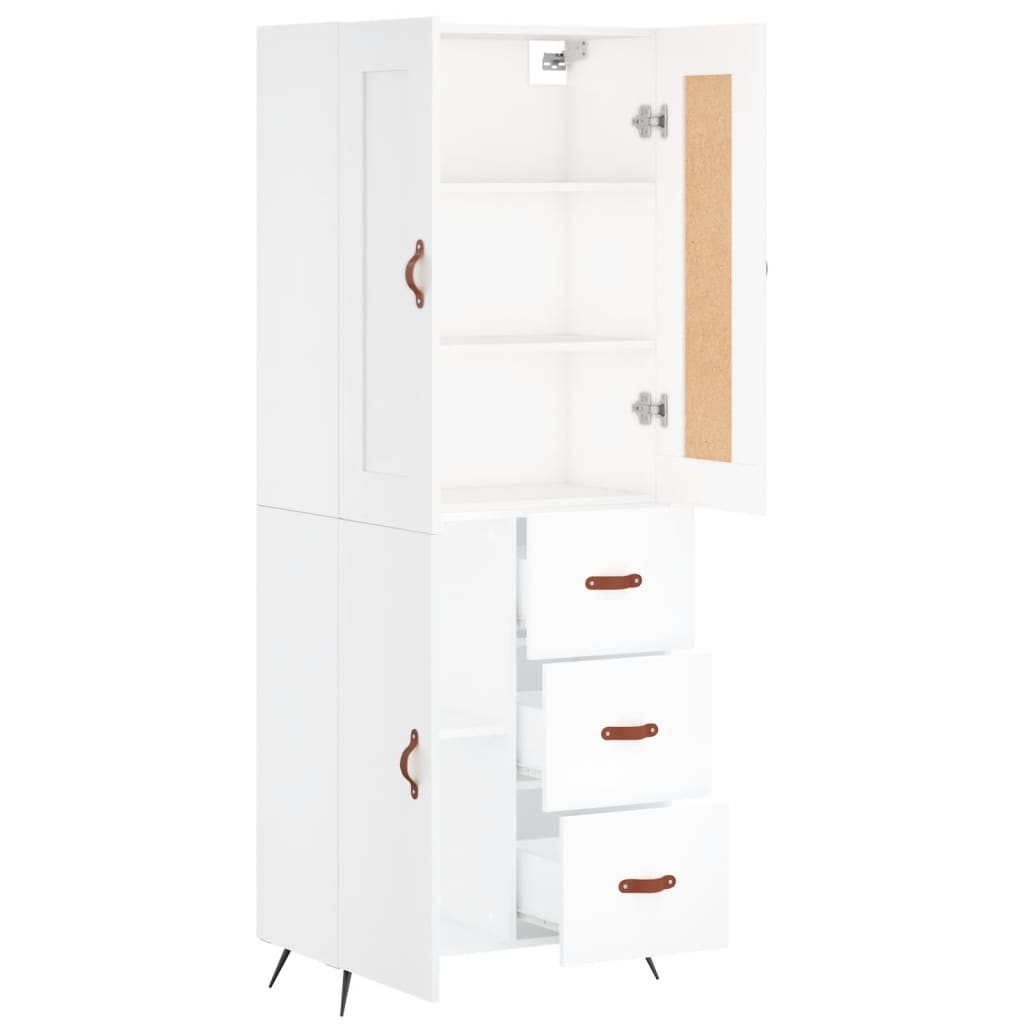 Highboard White 69,5x34x180 cm Engineered Wood