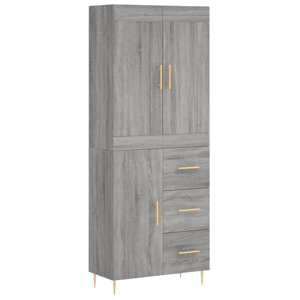 Highboard Grey Sonoma 69.5x34x180 cm Engineered Wood