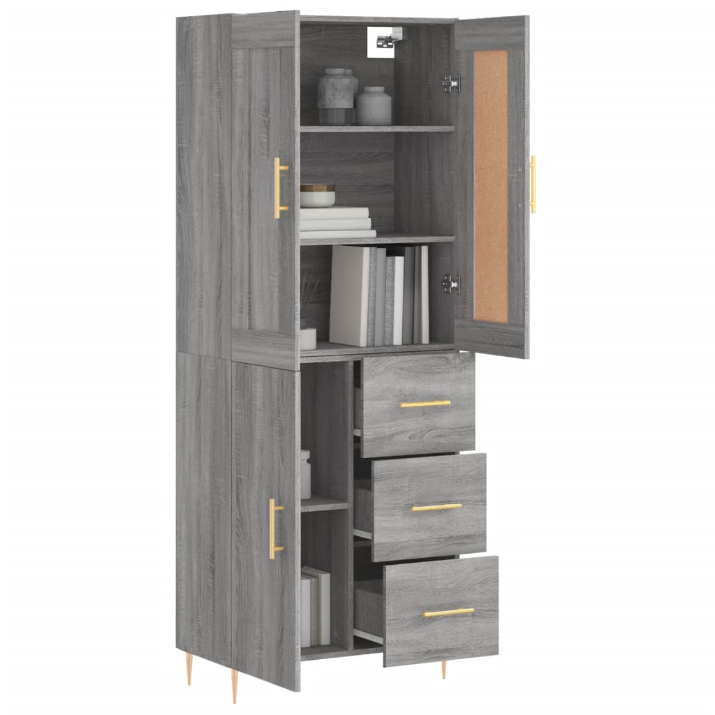 Highboard Grey Sonoma 69.5x34x180 cm Engineered Wood