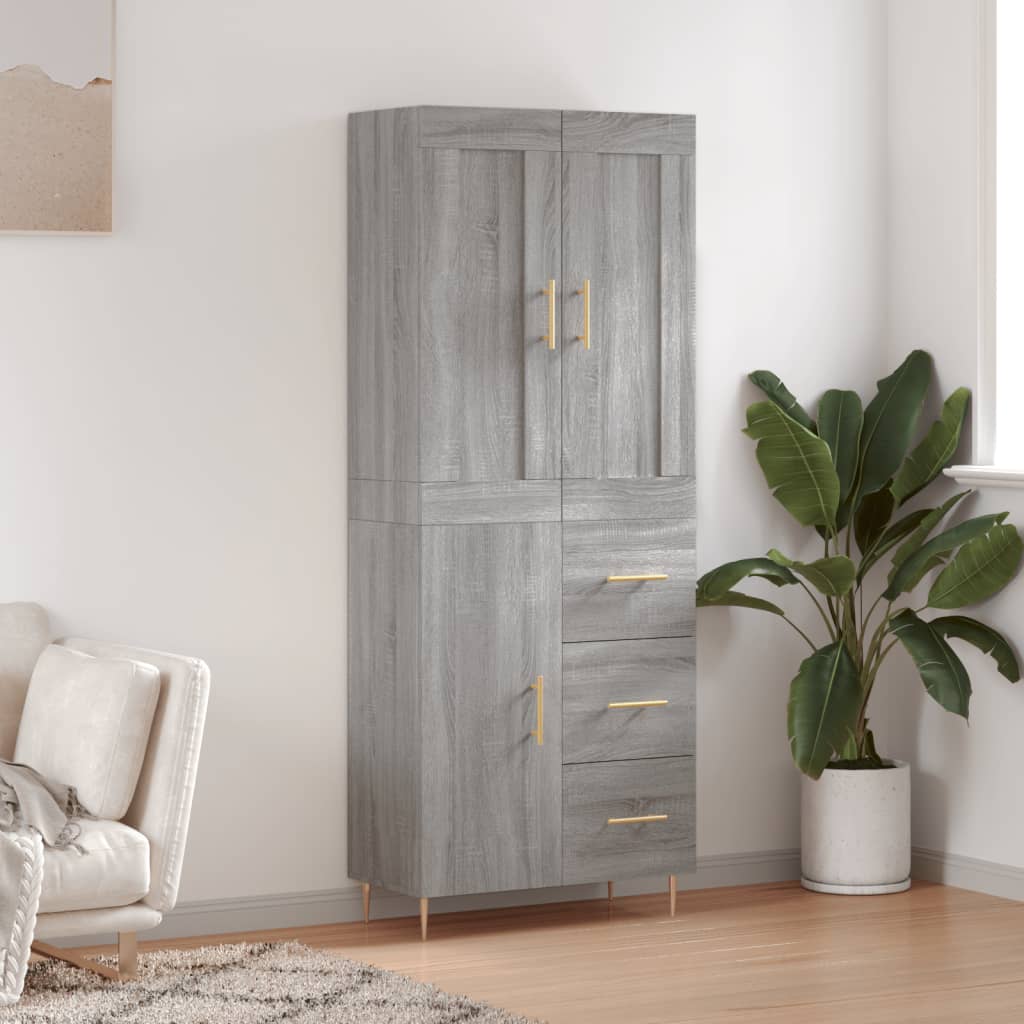 Highboard Grey Sonoma 69.5x34x180 cm Engineered Wood