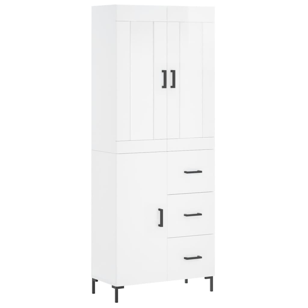 vidaXL Highboard High Gloss White 69.5x34x180 cm Engineered Wood