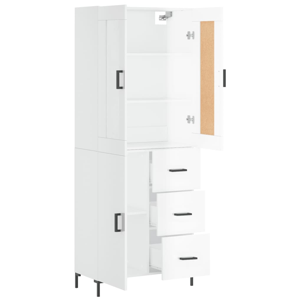 vidaXL Highboard High Gloss White 69.5x34x180 cm Engineered Wood