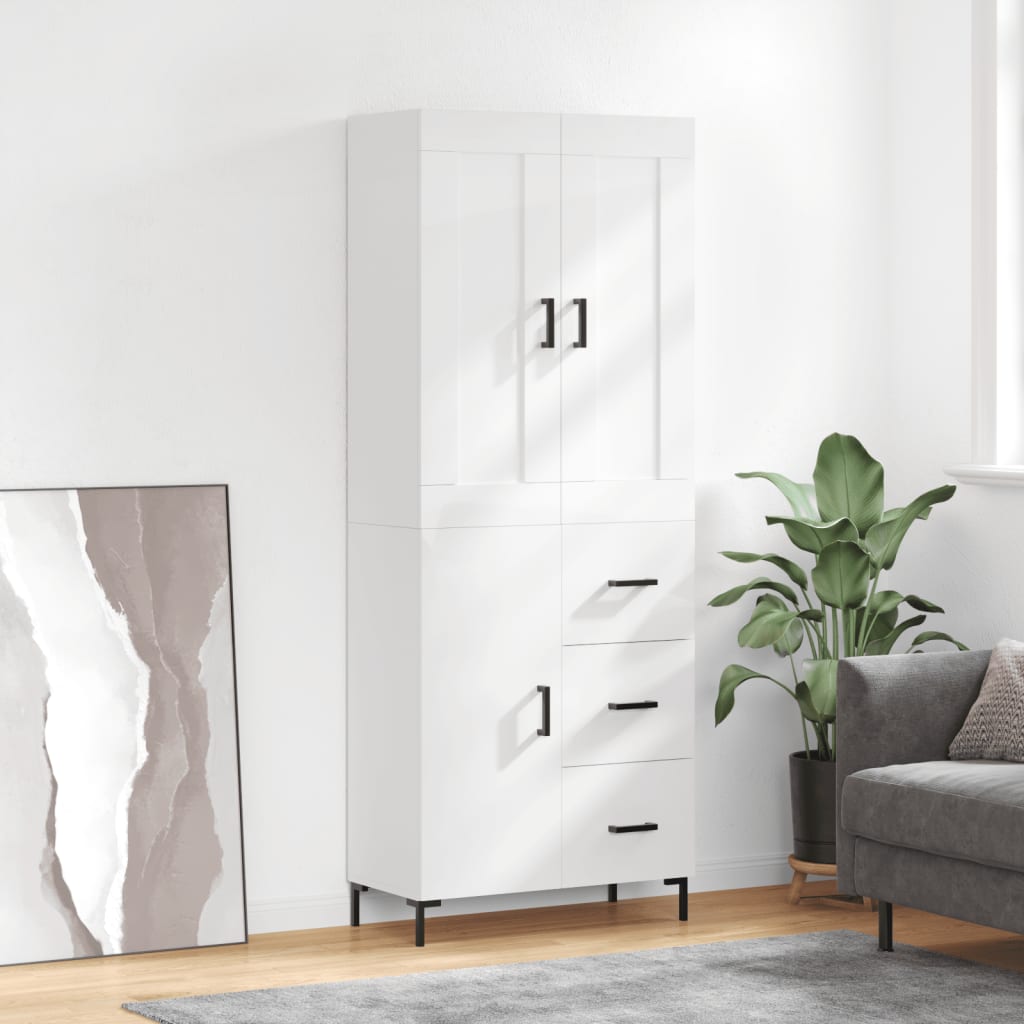 vidaXL Highboard High Gloss White 69.5x34x180 cm Engineered Wood