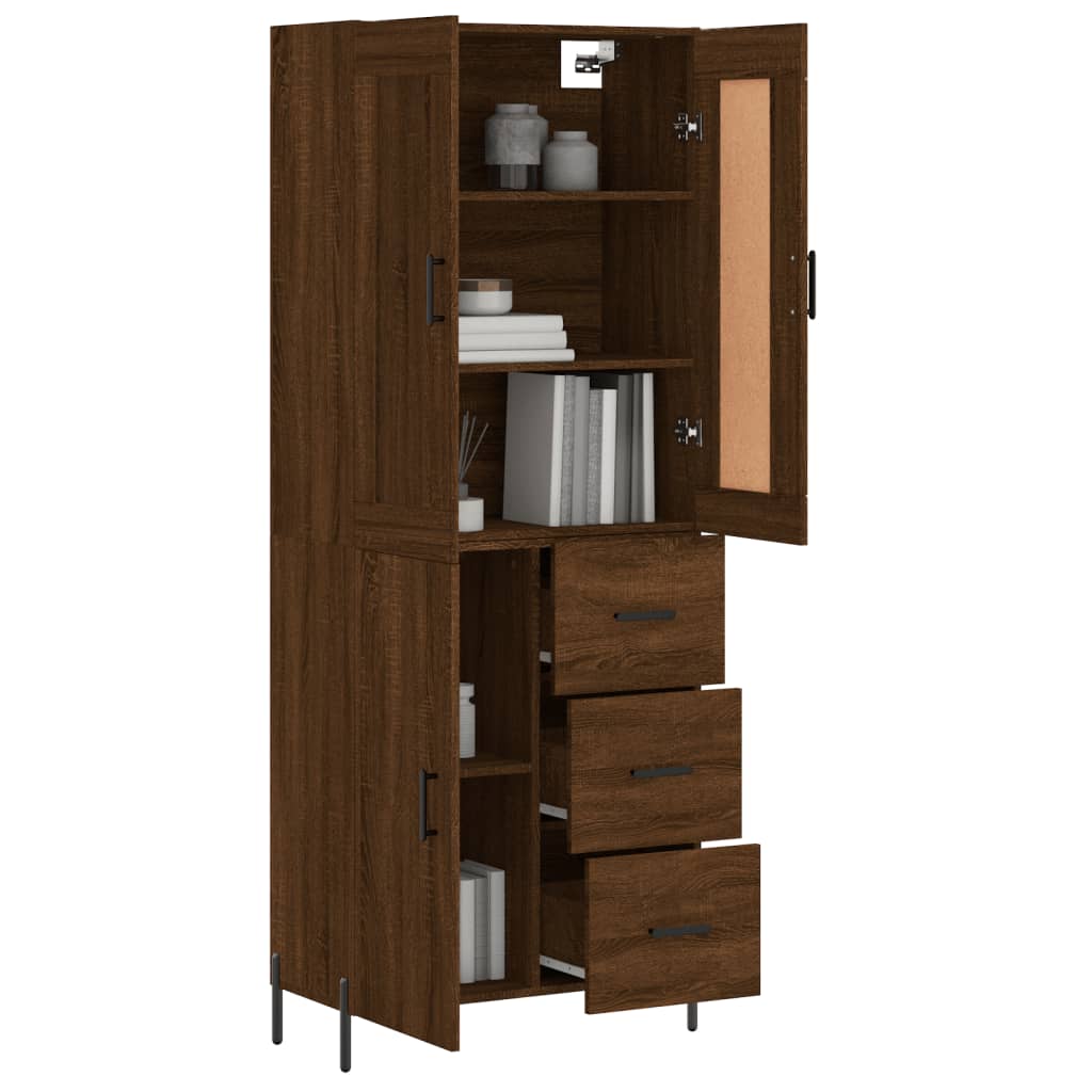 vidaXL Highboard Brown Oak 69.5x34x180 cm Engineered Wood