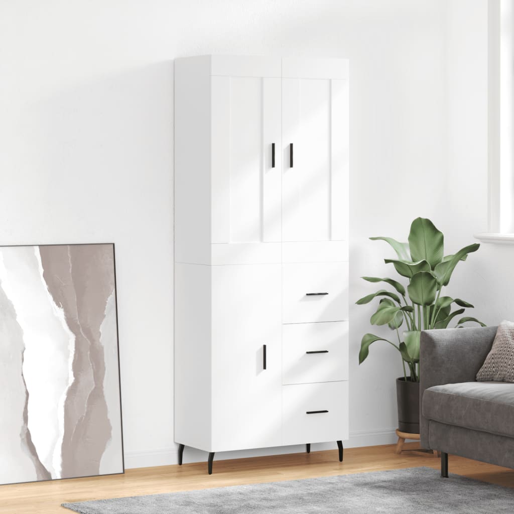 Highboard White 69,5x34x180 cm Engineered Wood