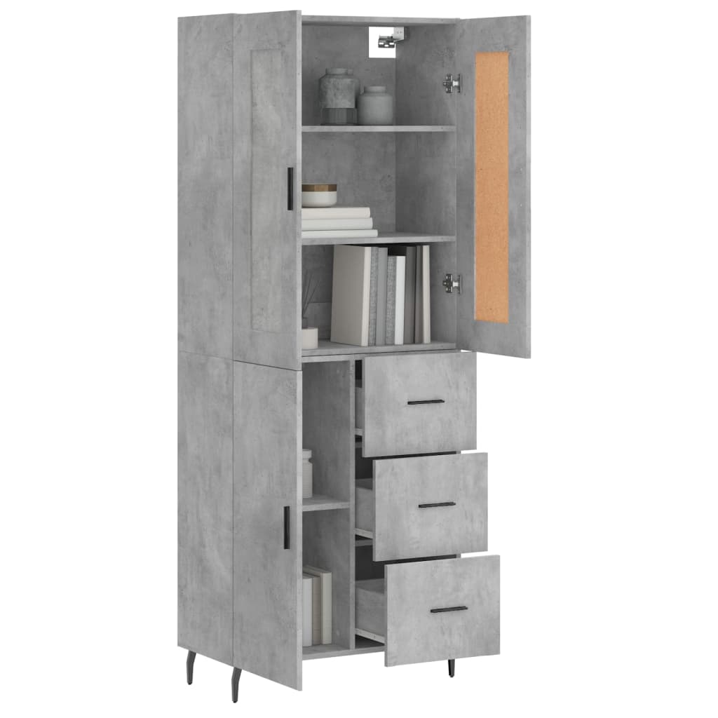 Highboard Concrete Grey 69,5x34x180 cm Engineered Wood