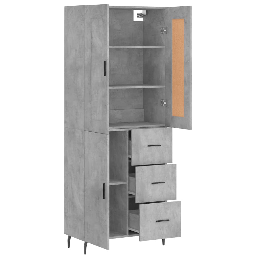Highboard Concrete Grey 69,5x34x180 cm Engineered Wood