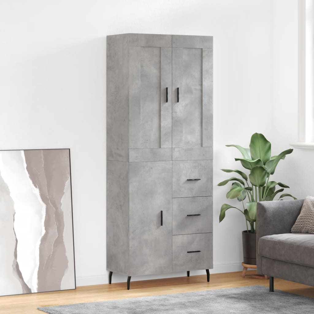Highboard Concrete Grey 69,5x34x180 cm Engineered Wood