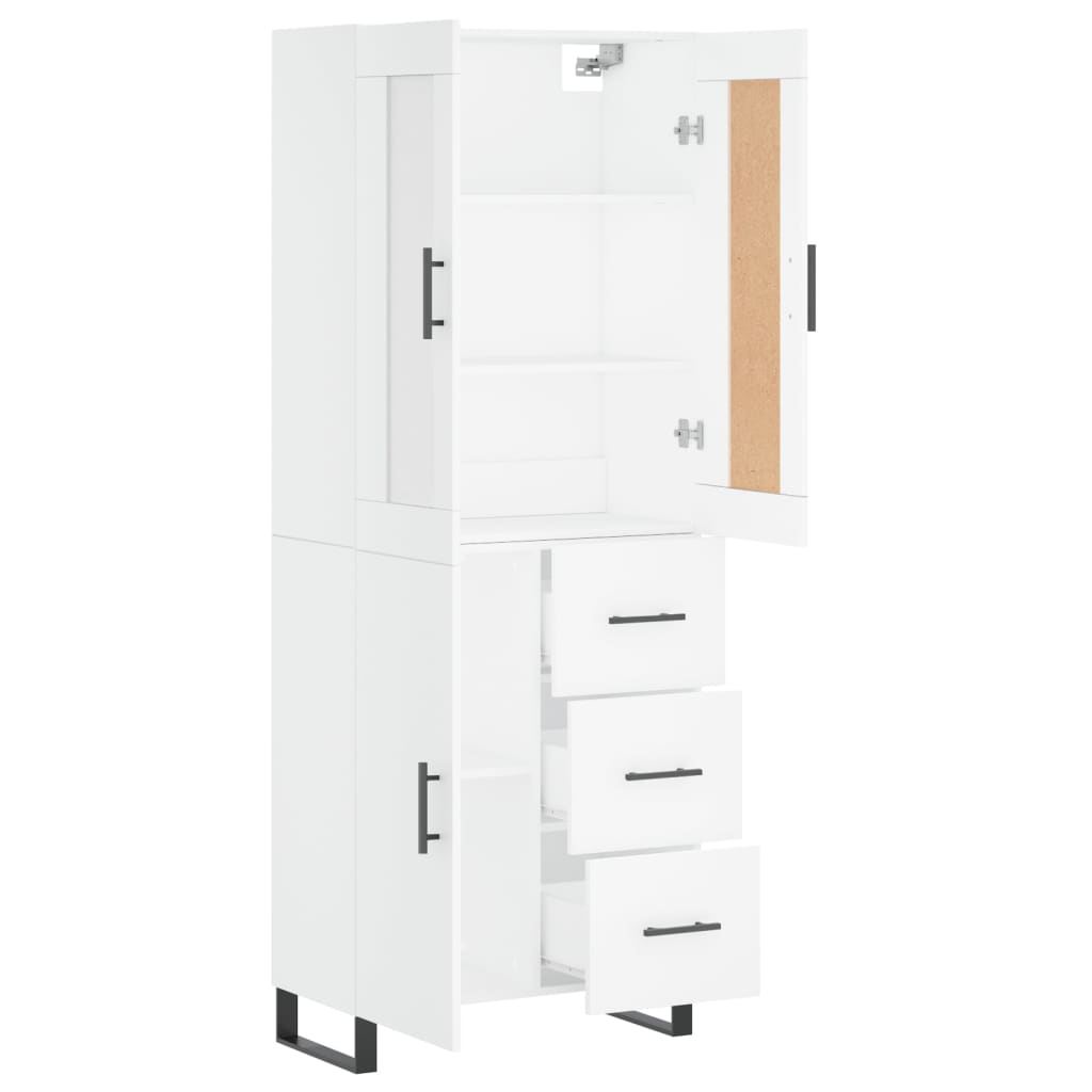 Highboard White 69,5x34x180 cm Engineered Wood
