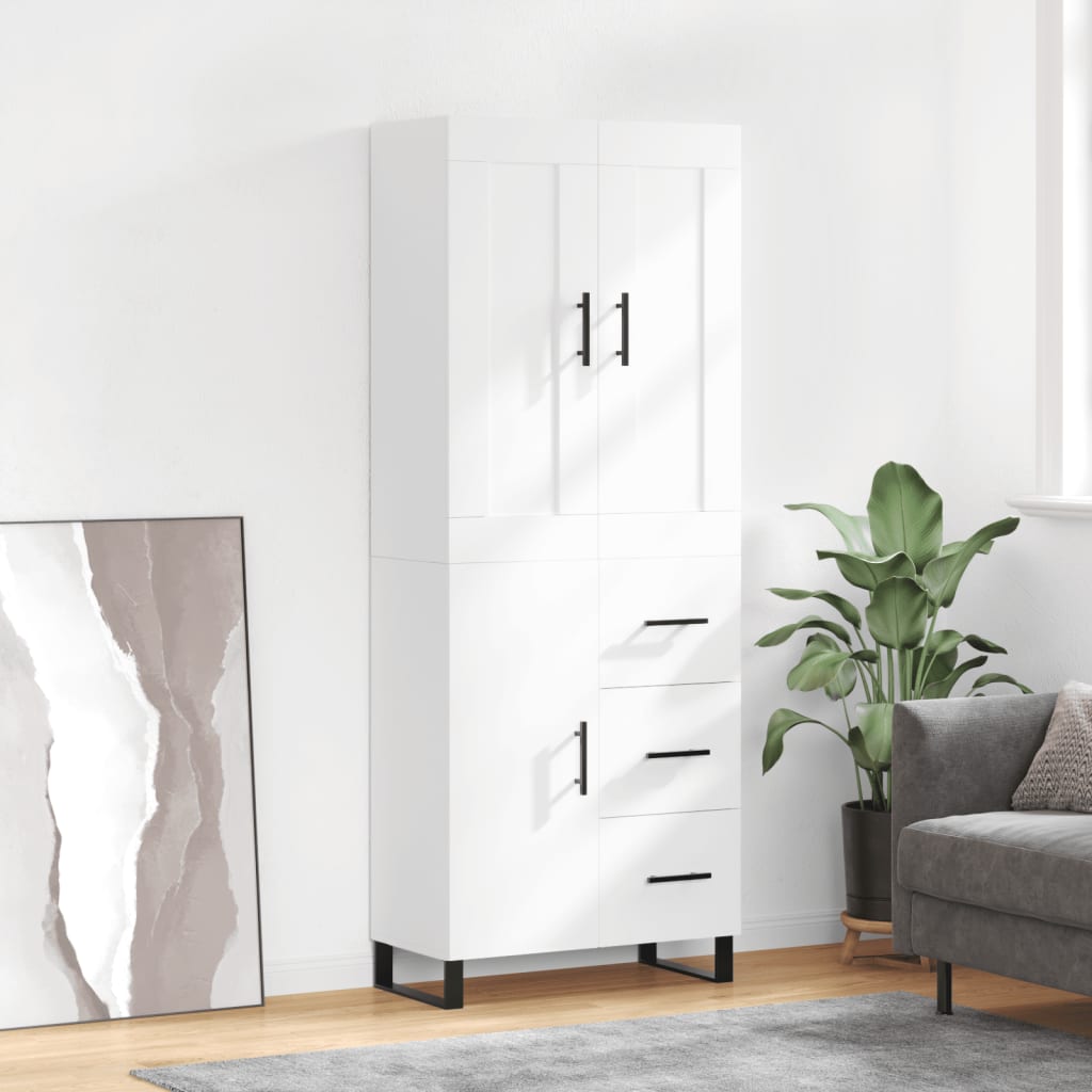 Highboard White 69,5x34x180 cm Engineered Wood