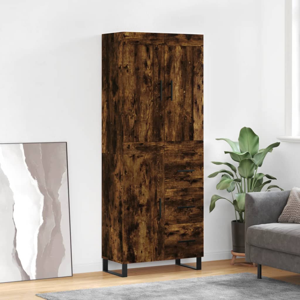 Highboard Smoked Oak 69,5x34x180 cm Engineered Wood