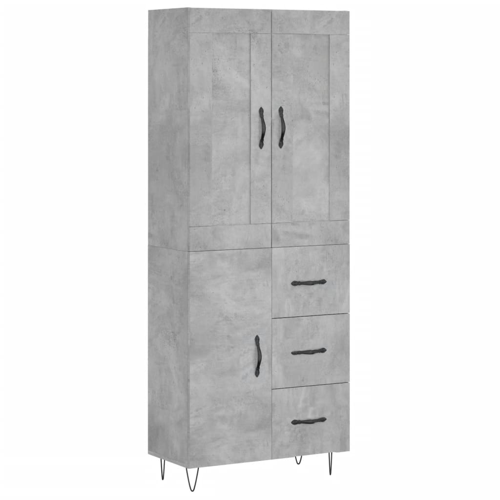 Highboard Concrete Grey 69,5x34x180 cm Engineered Wood