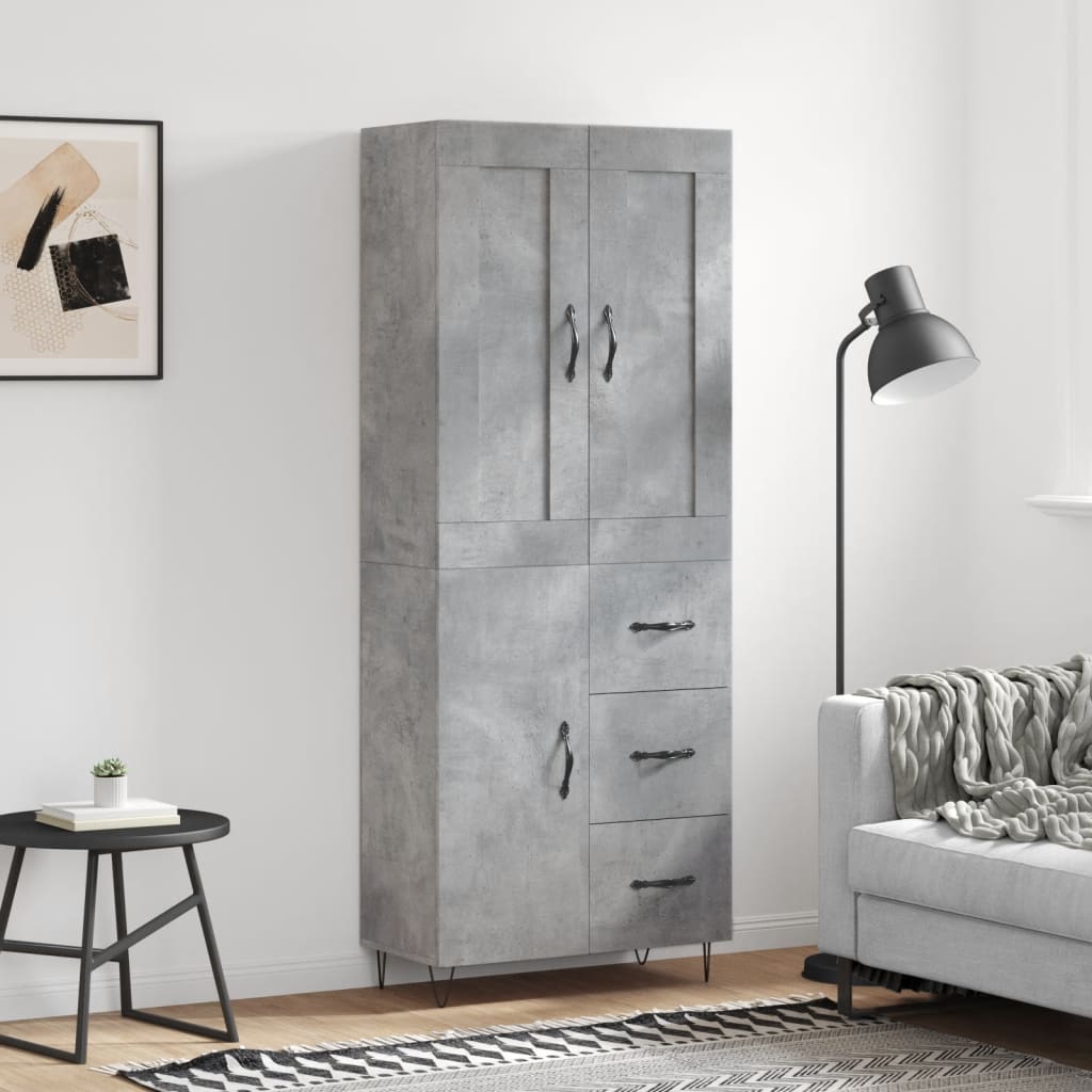 Highboard Concrete Grey 69,5x34x180 cm Engineered Wood