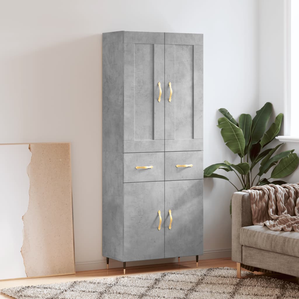 Highboard Concrete Grey 69,5x34x180 cm Engineered Wood
