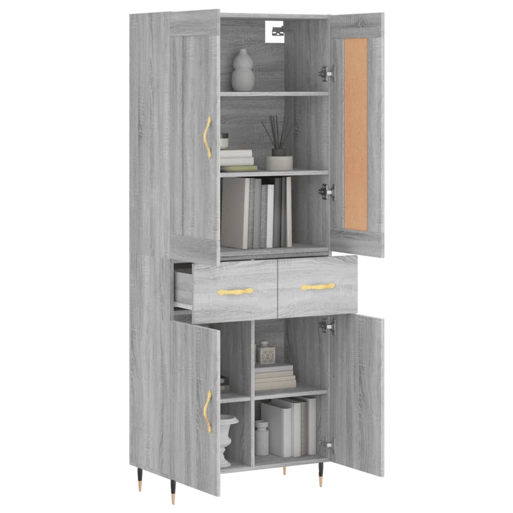 vidaXL Highboard Grey Sonoma 69.5x34x180 cm Engineered Wood