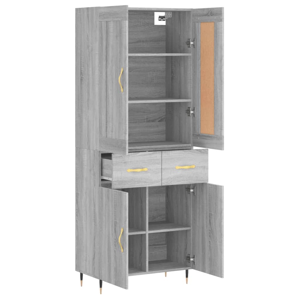 vidaXL Highboard Grey Sonoma 69.5x34x180 cm Engineered Wood