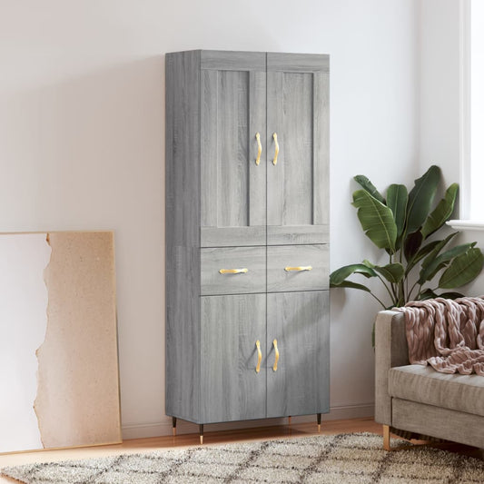 vidaXL Highboard Grey Sonoma 69.5x34x180 cm Engineered Wood