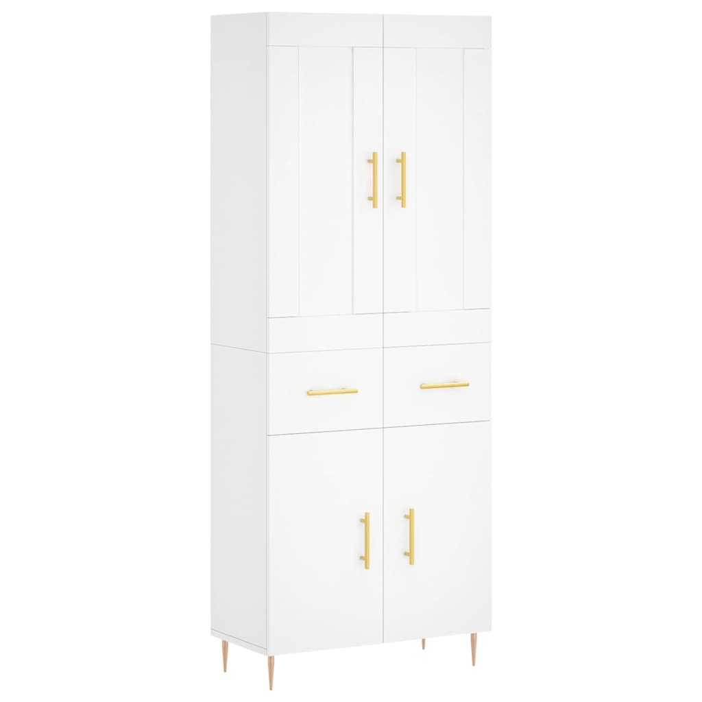 Highboard White 69.5x34x180 cm Engineered Wood