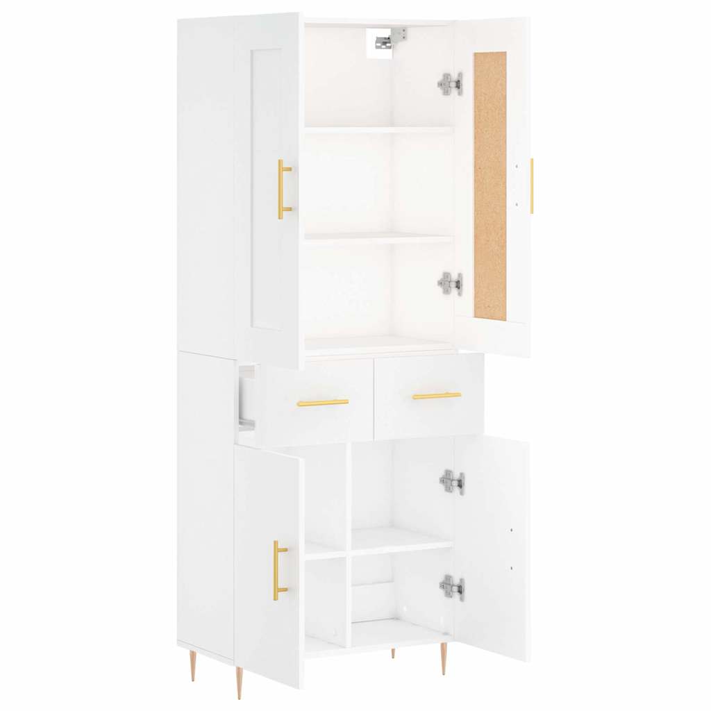 Highboard White 69,5x34x180 cm Engineered Wood