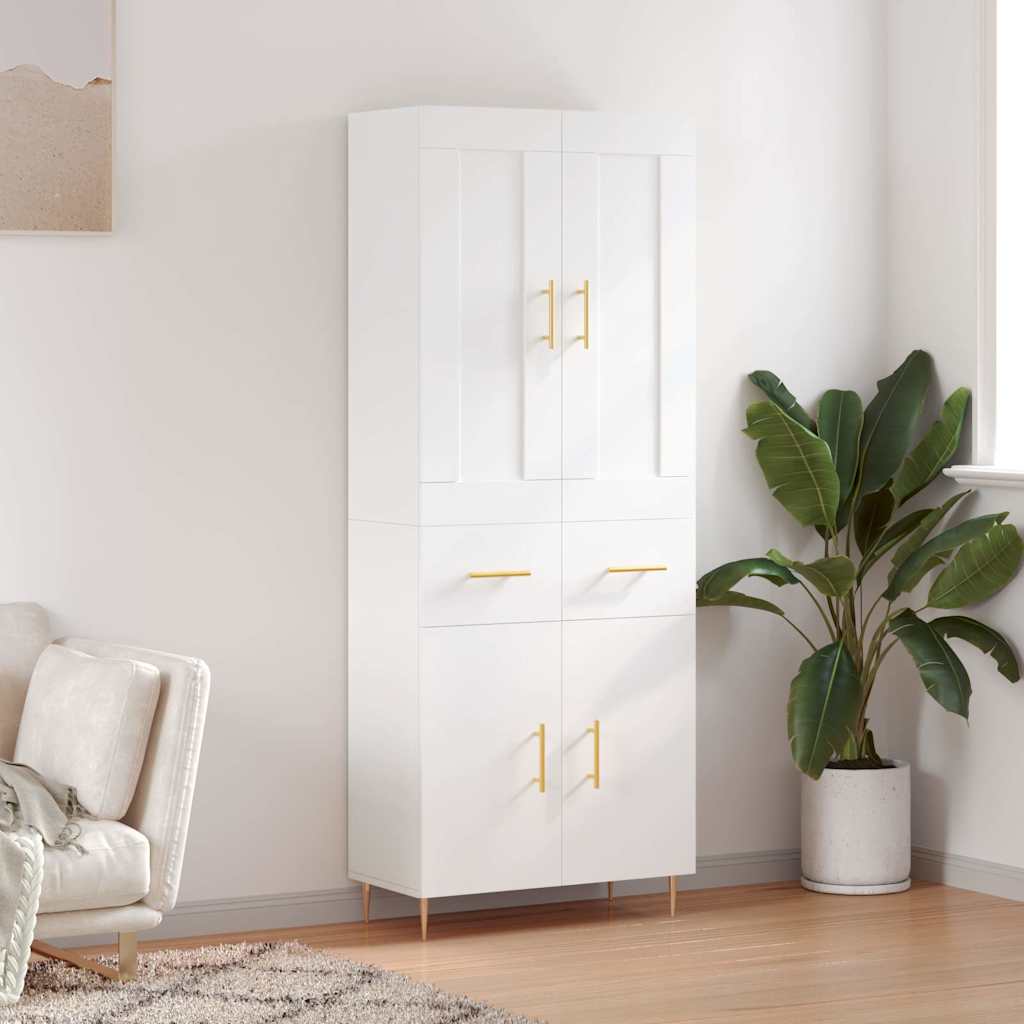 Highboard White 69,5x34x180 cm Engineered Wood