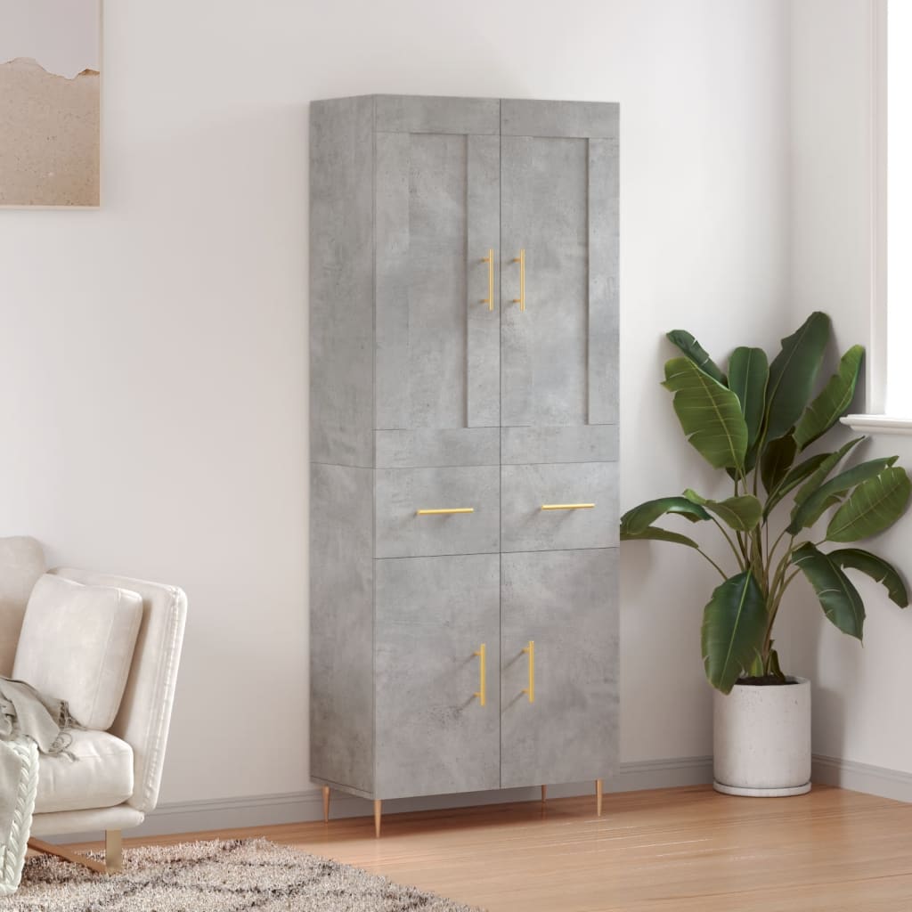 Highboard Concrete Grey 69,5x34x180 cm Engineered Wood