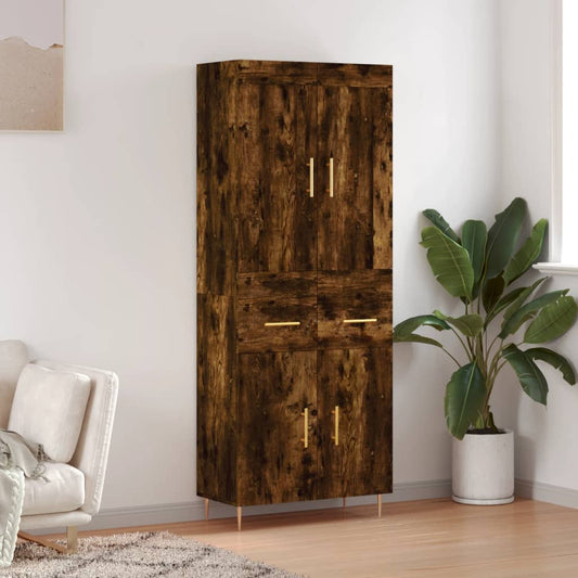 Highboard Smoked Oak 69,5x34x180 cm Engineered Wood